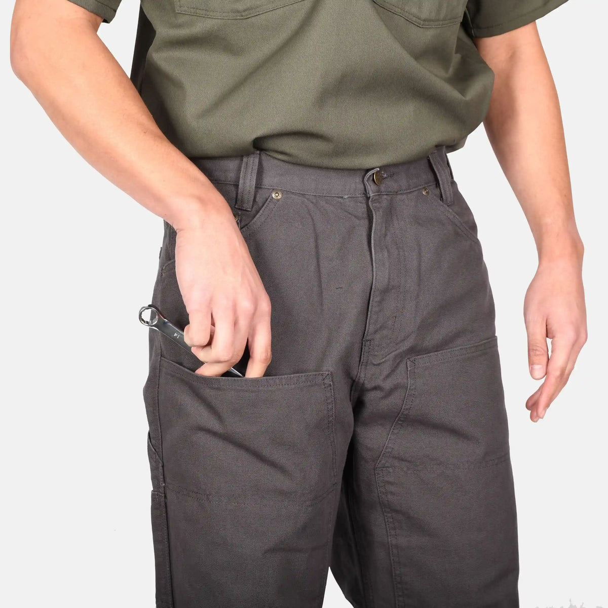 Canvas Double Knee Carpenter Pants - Black